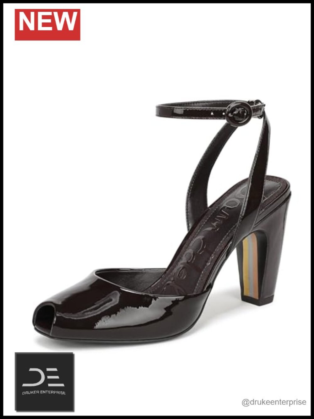Retro Peep Toe Ankle Strap Heeled Sandals Textured Finish 3.5"